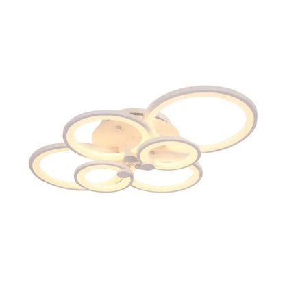 DecorBites™ DecorBites™ Modernist Metal Ceiling Lighting: Multi-Ring LED Semi Flush Light in Black/White, Ideal for Living Room