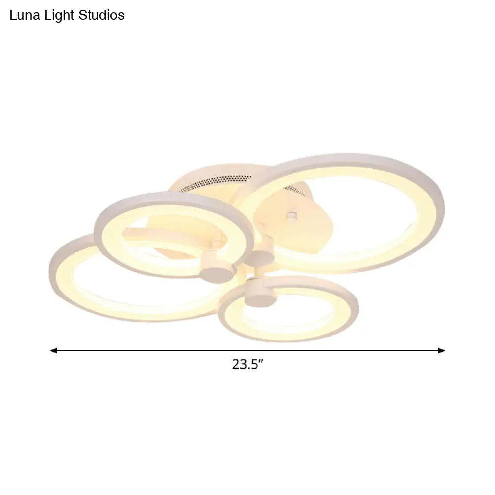 DecorBites™ DecorBites™ Modernist Metal Ceiling Lighting: Multi-Ring LED Semi Flush Light in Black/White, Ideal for Living Room