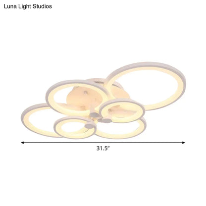 DecorBites™ DecorBites™ Modernist Metal Ceiling Lighting: Multi-Ring LED Semi Flush Light in Black/White, Ideal for Living Room