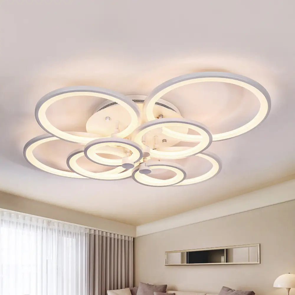 DecorBites™ DecorBites™ Modernist Metal Ceiling Lighting: Multi-Ring LED Semi Flush Light in Black/White, Ideal for Living Room