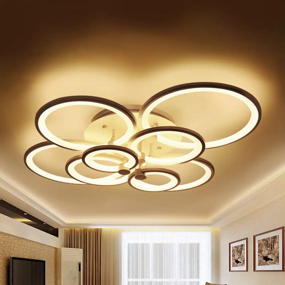 DecorBites™ DecorBites™ Modernist Metal Ceiling Lighting: Multi-Ring LED Semi Flush Light in Black/White, Ideal for Living Room