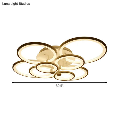 DecorBites™ DecorBites™ Modernist Metal Ceiling Lighting: Multi-Ring LED Semi Flush Light in Black/White, Ideal for Living Room