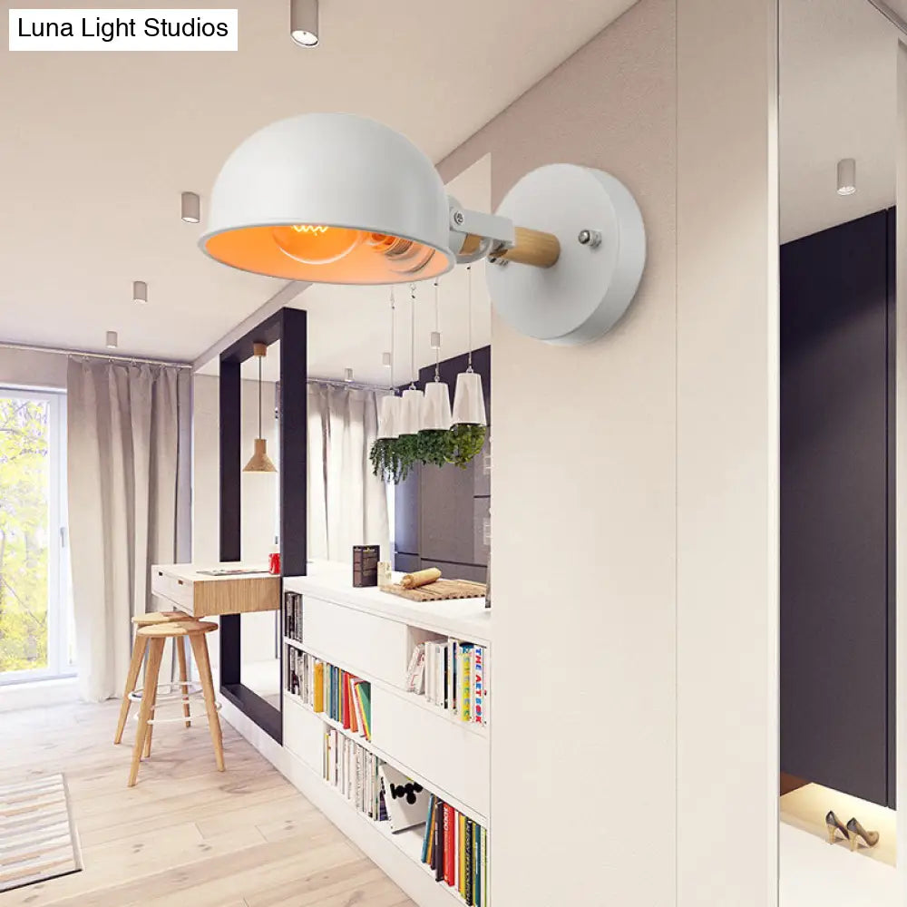 DecorBites™ DecorBites™ Modernist Metal Dome Shade Wall Light for Bedroom - White Finish
