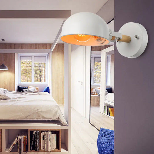 DecorBites™ DecorBites™ Modernist Metal Dome Shade Wall Light for Bedroom - White Finish