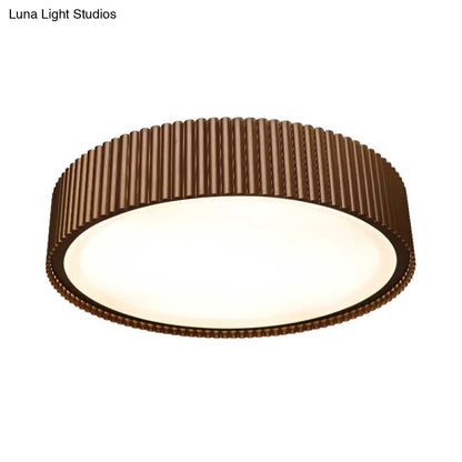 DecorBites™ DecorBites™ Modernist Metal Drum Flush Ceiling Light Fixture - 18"/22" Dia Coffee LED Flush Mount Lamp in White/Warm/Natural Light