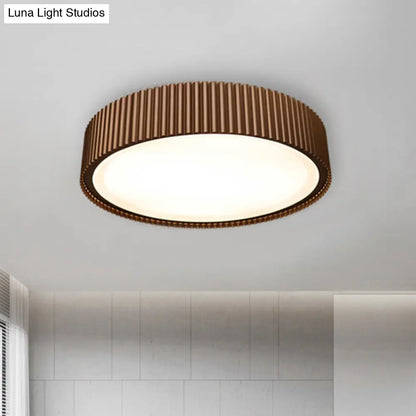 DecorBites™ DecorBites™ Modernist Metal Drum Flush Ceiling Light Fixture - 18"/22" Dia Coffee LED Flush Mount Lamp in White/Warm/Natural Light