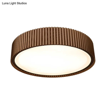 DecorBites™ DecorBites™ Modernist Metal Drum Flush Ceiling Light Fixture - 18"/22" Dia Coffee LED Flush Mount Lamp in White/Warm/Natural Light