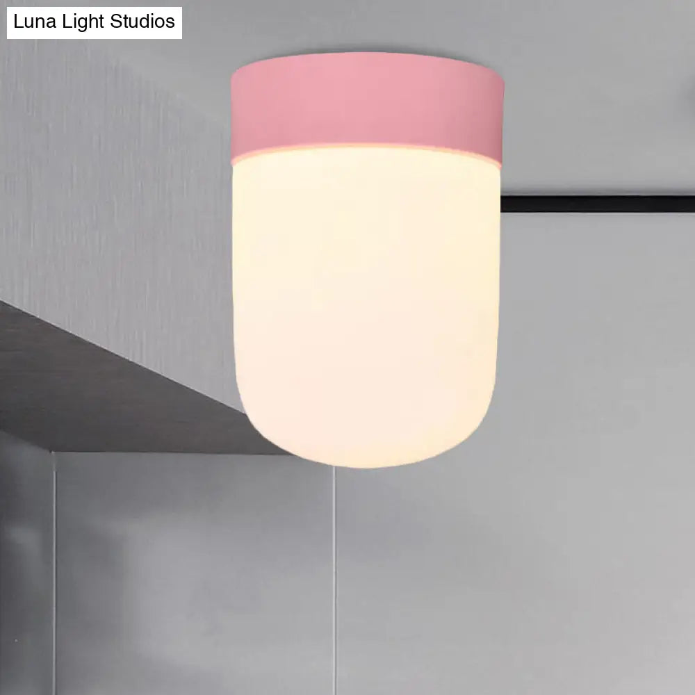 DecorBites™ DecorBites™ Modernist Metal & Frosted Glass Flush Mount Light - Pink/Gray Ceiling Lighting