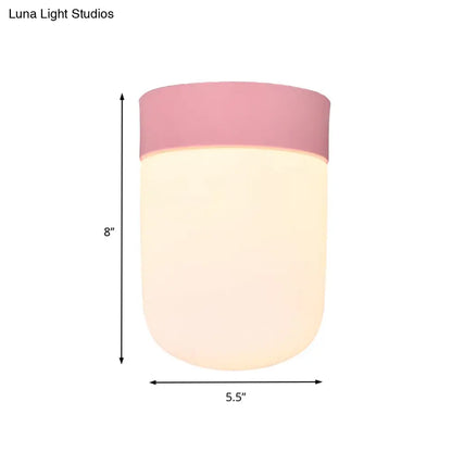 DecorBites™ DecorBites™ Modernist Metal & Frosted Glass Flush Mount Light - Pink/Gray Ceiling Lighting