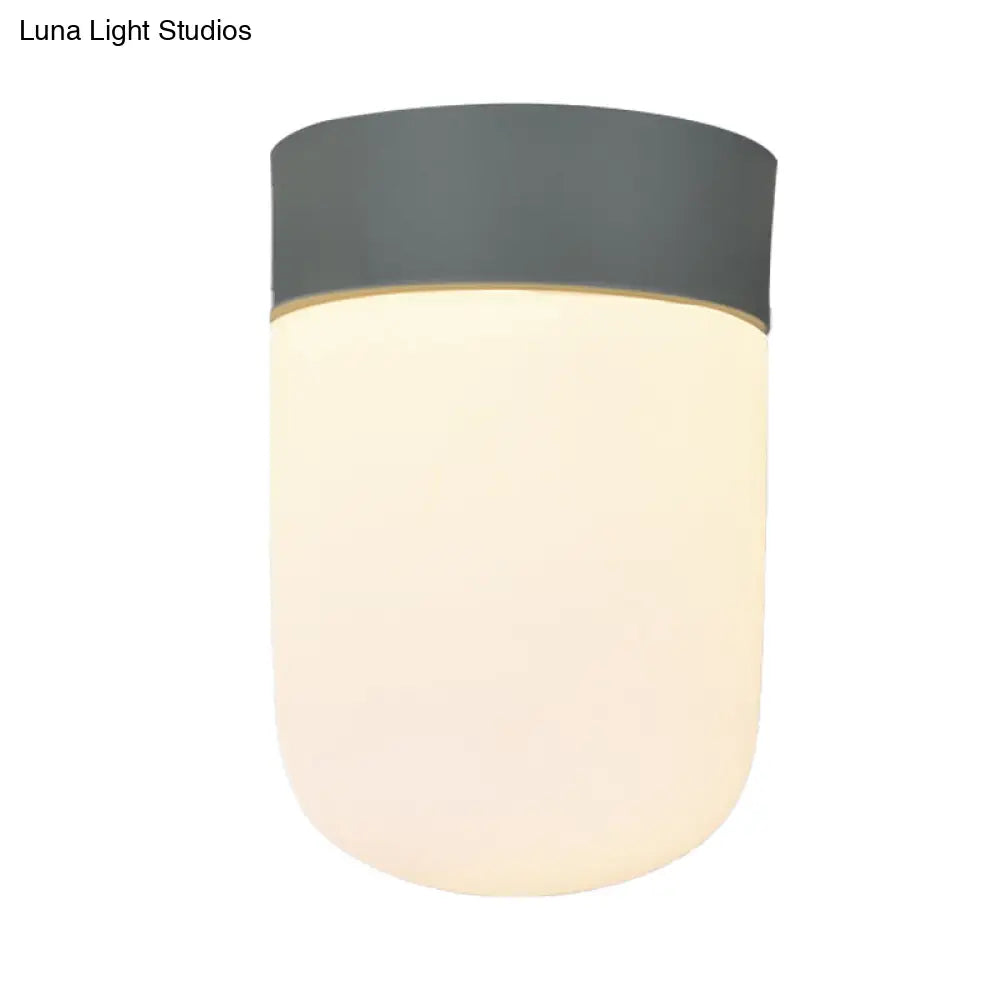 DecorBites™ DecorBites™ Modernist Metal & Frosted Glass Flush Mount Light - Pink/Gray Ceiling Lighting