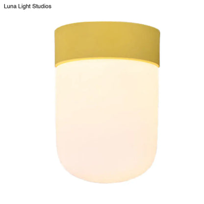 DecorBites™ DecorBites™ Modernist Metal & Frosted Glass Flush Mount Light - Pink/Gray Ceiling Lighting