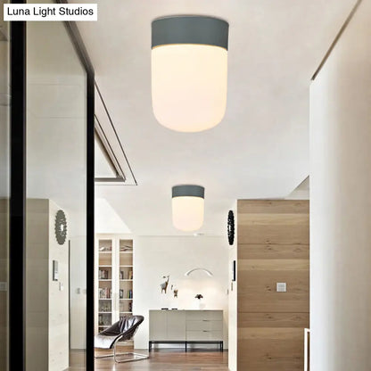 DecorBites™ DecorBites™ Modernist Metal & Frosted Glass Flush Mount Light - Pink/Gray Ceiling Lighting