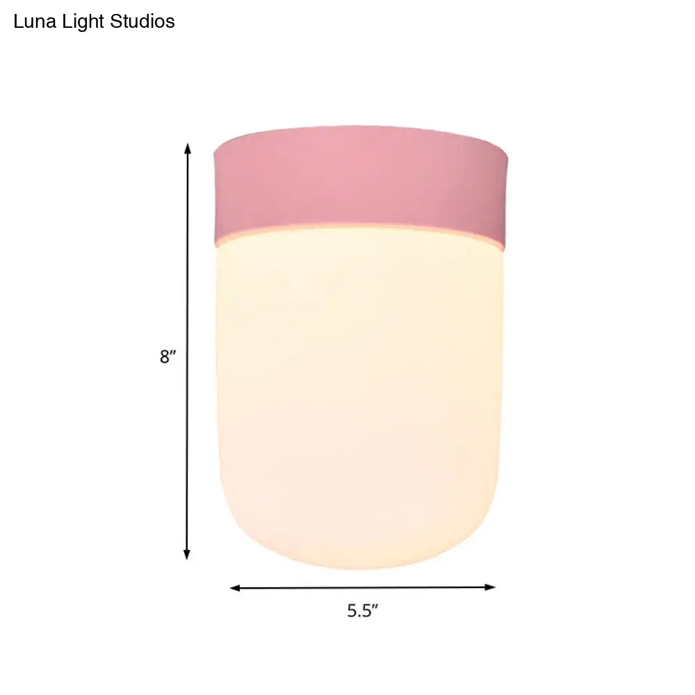DecorBites™ DecorBites™ Modernist Metal & Frosted Glass Flush Mount Light - Pink/Gray Ceiling Lighting