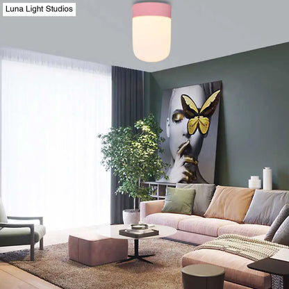 DecorBites™ DecorBites™ Modernist Metal & Frosted Glass Flush Mount Light - Pink/Gray Ceiling Lighting