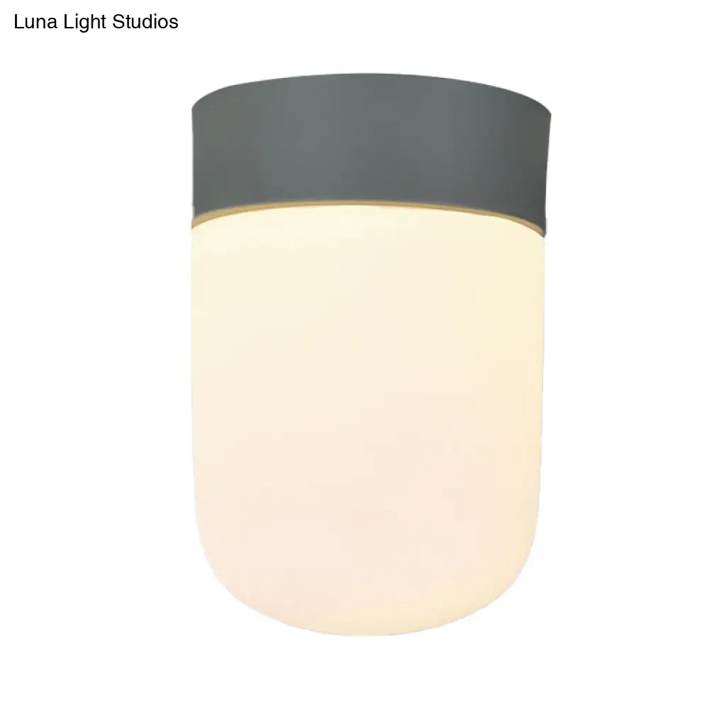 DecorBites™ DecorBites™ Modernist Metal & Frosted Glass Flush Mount Light - Pink/Gray Ceiling Lighting