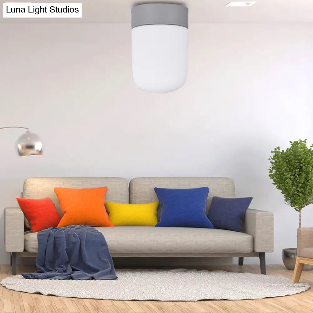 DecorBites™ DecorBites™ Modernist Metal & Frosted Glass Flush Mount Light - Pink/Gray Ceiling Lighting