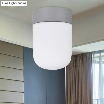 DecorBites™ DecorBites™ Modernist Metal & Frosted Glass Flush Mount Light - Pink/Gray Ceiling Lighting