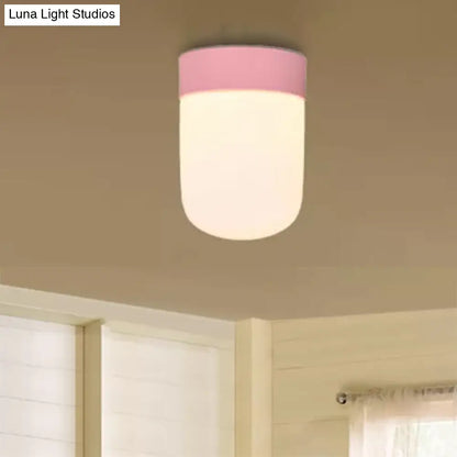 DecorBites™ DecorBites™ Modernist Metal & Frosted Glass Flush Mount Light - Pink/Gray Ceiling Lighting
