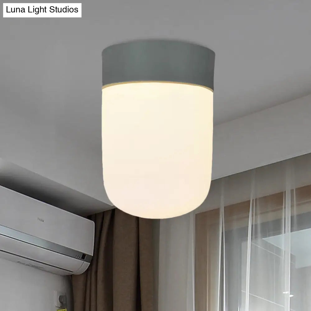 DecorBites™ DecorBites™ Modernist Metal & Frosted Glass Flush Mount Light - Pink/Gray Ceiling Lighting