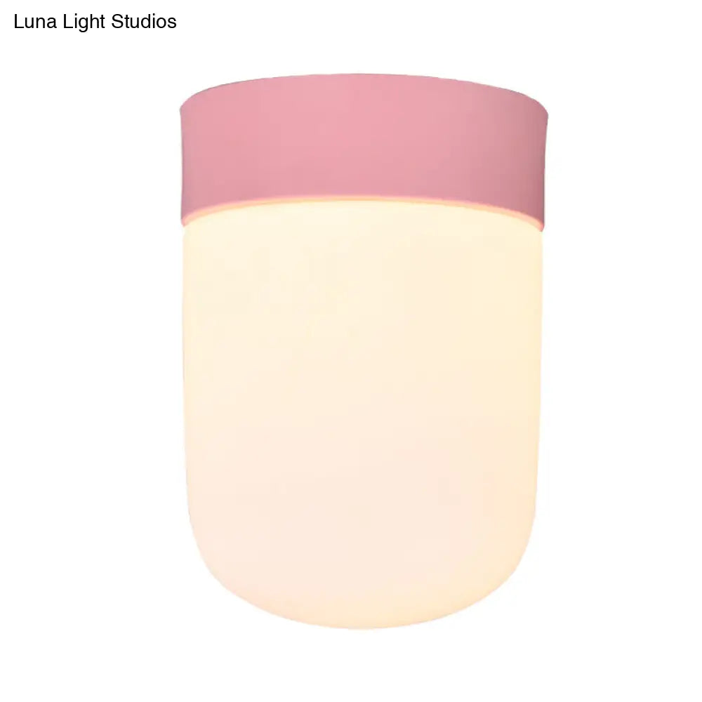 DecorBites™ DecorBites™ Modernist Metal & Frosted Glass Flush Mount Light - Pink/Gray Ceiling Lighting