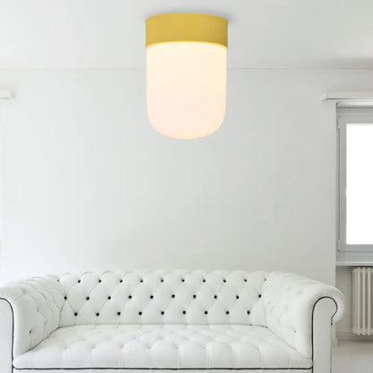 DecorBites™ DecorBites™ Modernist Metal & Frosted Glass Flush Mount Light - Pink/Gray Ceiling Lighting