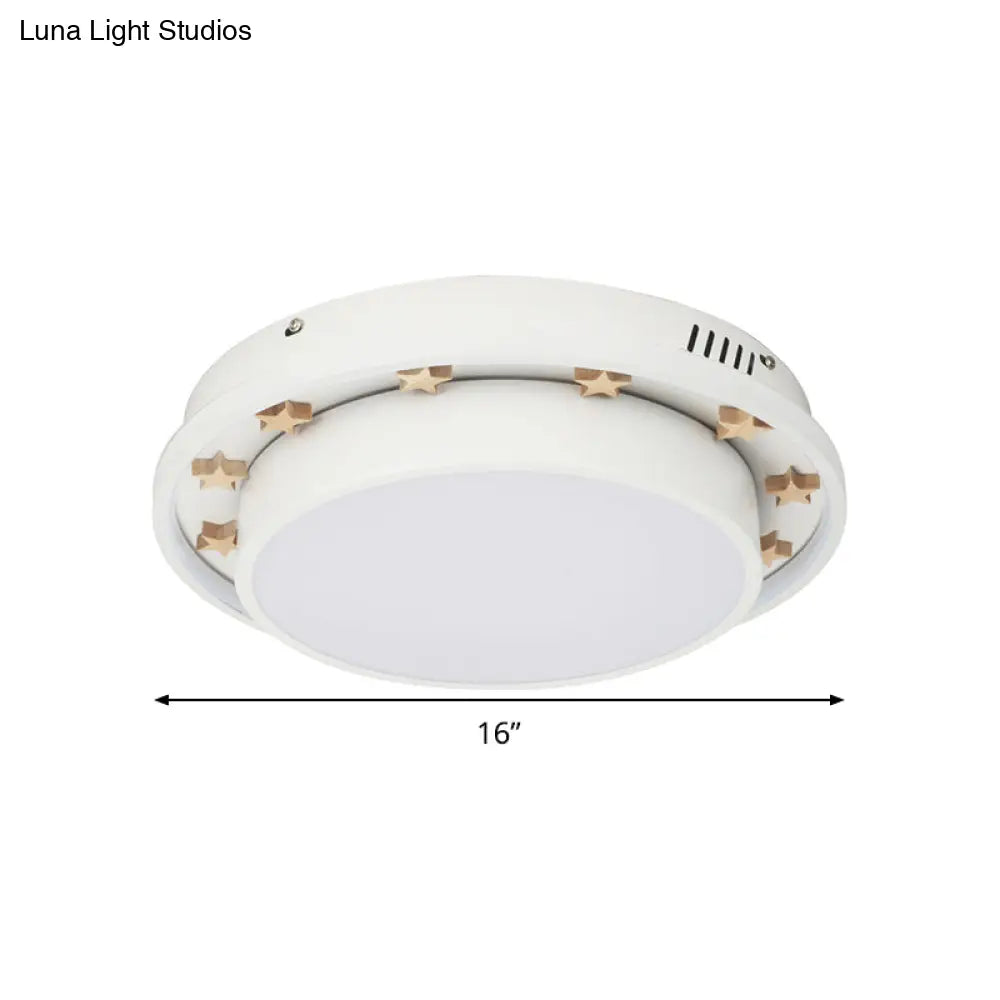 DecorBites™ DecorBites™ Modernist Metal LED Flush Mount Ceiling Light Fixture for Bedroom - 16"/19.5" Wide, Circular Design, White Finish