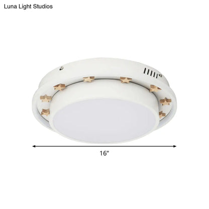 DecorBites™ DecorBites™ Modernist Metal LED Flush Mount Ceiling Light Fixture for Bedroom - 16"/19.5" Wide, Circular Design, White Finish