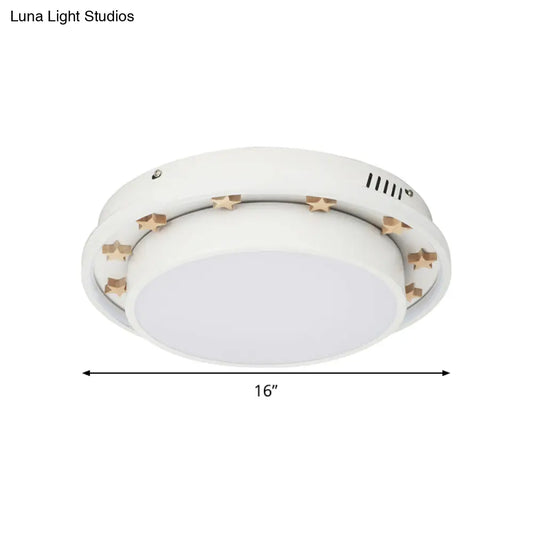 DecorBites™ DecorBites™ Modernist Metal LED Flush Mount Ceiling Light Fixture for Bedroom - 16"/19.5" Wide, Circular Design, White Finish