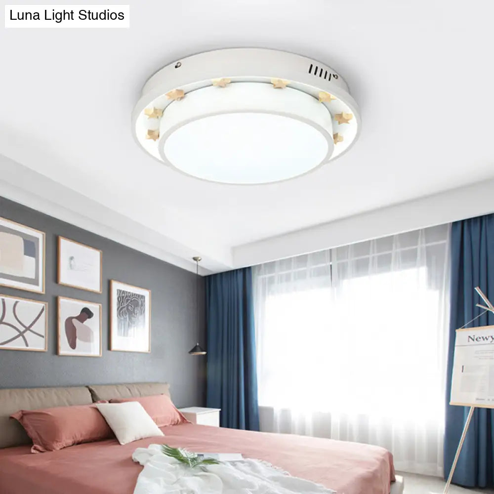 DecorBites™ DecorBites™ Modernist Metal LED Flush Mount Ceiling Light Fixture for Bedroom - 16"/19.5" Wide, Circular Design, White Finish