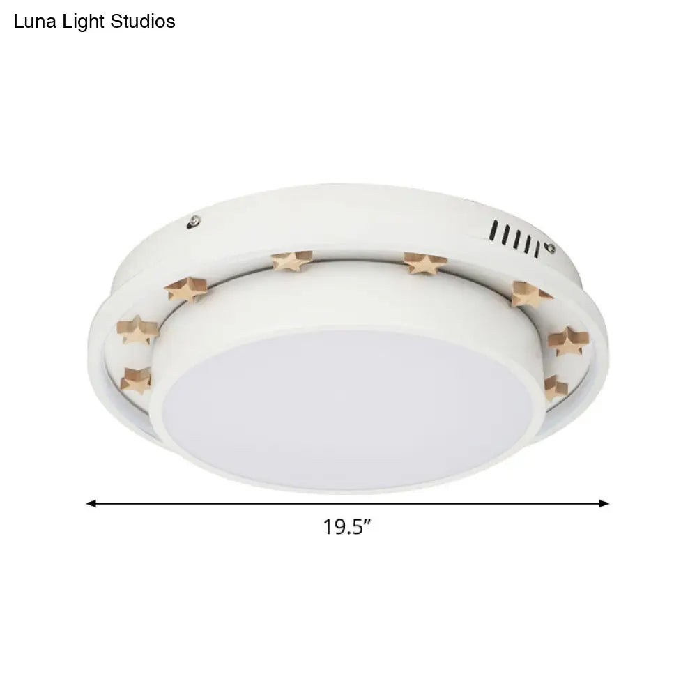 DecorBites™ DecorBites™ Modernist Metal LED Flush Mount Ceiling Light Fixture for Bedroom - 16"/19.5" Wide, Circular Design, White Finish