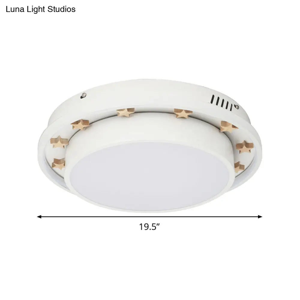 DecorBites™ DecorBites™ Modernist Metal LED Flush Mount Ceiling Light Fixture for Bedroom - 16"/19.5" Wide, Circular Design, White Finish