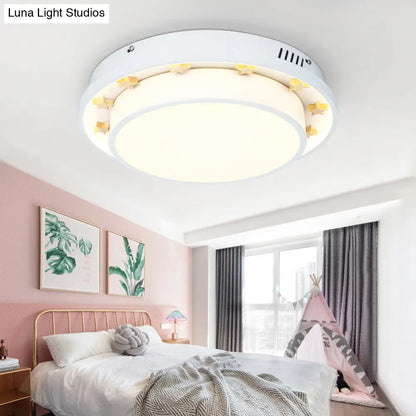 DecorBites™ DecorBites™ Modernist Metal LED Flush Mount Ceiling Light Fixture for Bedroom - 16"/19.5" Wide, Circular Design, White Finish