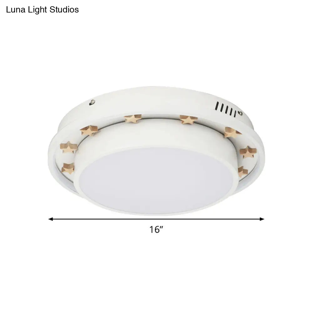 DecorBites™ DecorBites™ Modernist Metal LED Flush Mount Ceiling Light Fixture for Bedroom - 16"/19.5" Wide, Circular Design, White Finish