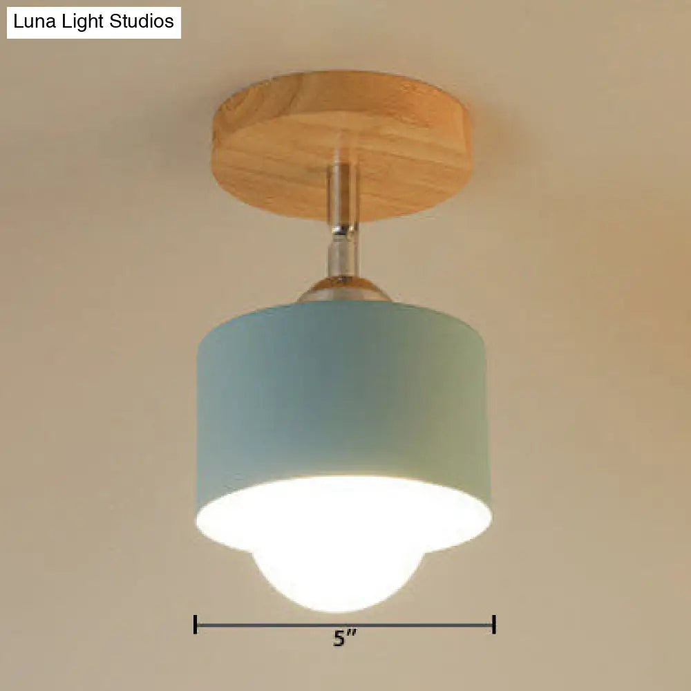 Lámpara de techo DecorBites™ Modernist de metal con diseño cilíndrico giratorio - 1 luz - Blanco/Verde