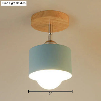 Lámpara de techo DecorBites™ Modernist de metal con diseño cilíndrico giratorio - 1 luz - Blanco/Verde