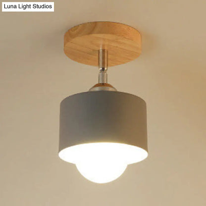 Lámpara de techo DecorBites™ Modernist de metal con diseño cilíndrico giratorio - 1 luz - Blanco/Verde