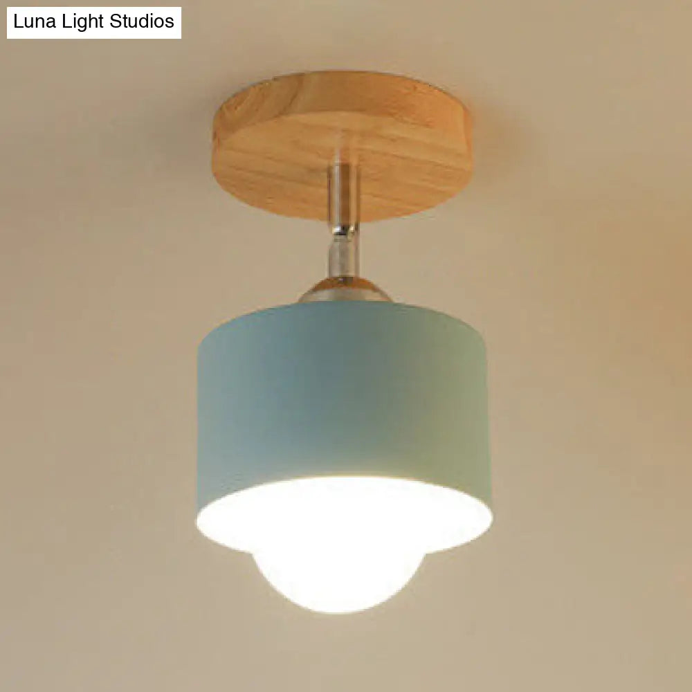 Lámpara de techo DecorBites™ Modernist de metal con diseño cilíndrico giratorio - 1 luz - Blanco/Verde