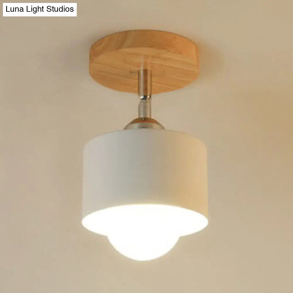 Lámpara de techo DecorBites™ Modernist de metal con diseño cilíndrico giratorio - 1 luz - Blanco/Verde