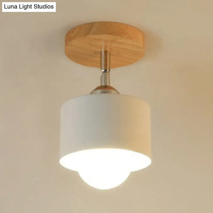 Lámpara de techo DecorBites™ Modernist de metal con diseño cilíndrico giratorio - 1 luz - Blanco/Verde