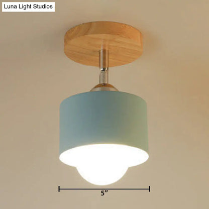 Lámpara de techo DecorBites™ Modernist de metal con diseño cilíndrico giratorio - 1 luz - Blanco/Verde