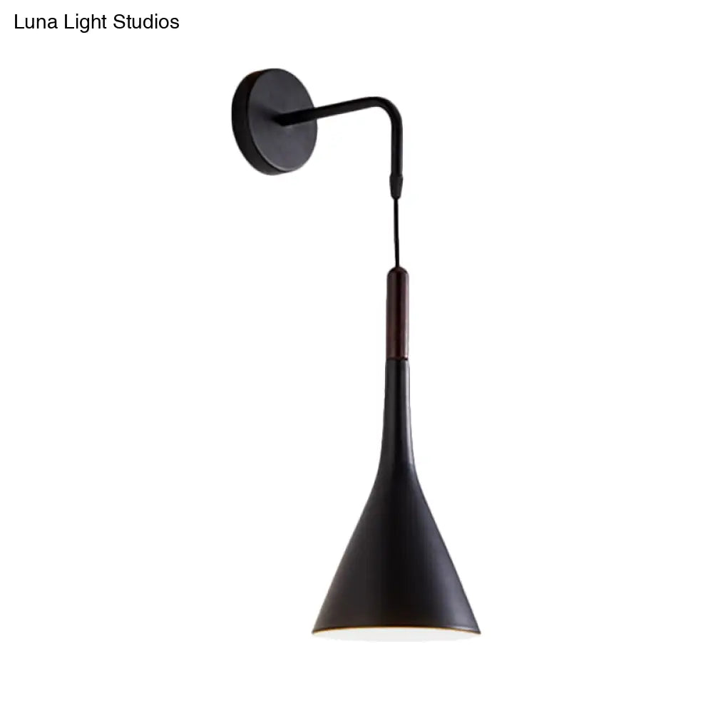 DecorBites™ DecorBites™ Modernist Metal Wall Sconce - Funnel Bedside lighting, 1-Light Pendant Lamp - Black/Grey