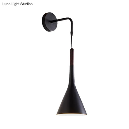 DecorBites™ DecorBites™ Modernist Metal Wall Sconce - Funnel Bedside lighting, 1-Light Pendant Lamp - Black/Grey