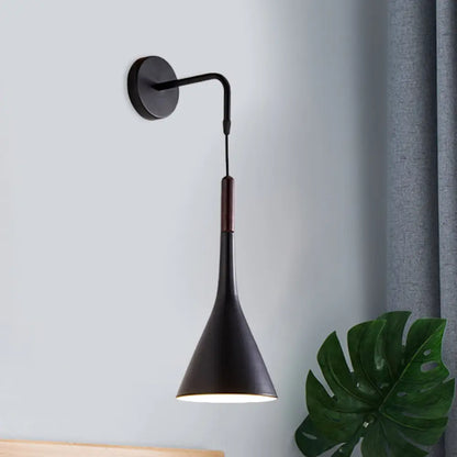 DecorBites™ DecorBites™ Modernist Metal Wall Sconce - Funnel Bedside lighting, 1-Light Pendant Lamp - Black/Grey