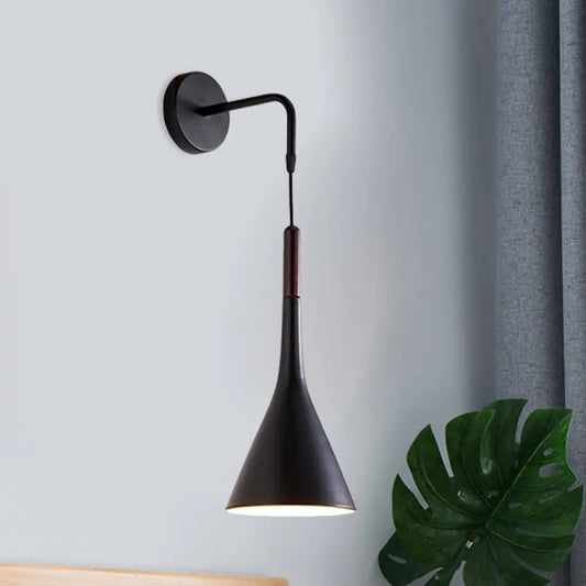 DecorBites™ DecorBites™ Modernist Metal Wall Sconce - Funnel Bedside lighting, 1-Light Pendant Lamp - Black/Grey