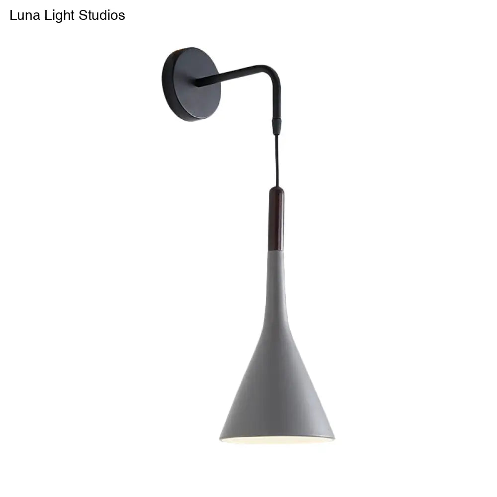 DecorBites™ DecorBites™ Modernist Metal Wall Sconce - Funnel Bedside lighting, 1-Light Pendant Lamp - Black/Grey