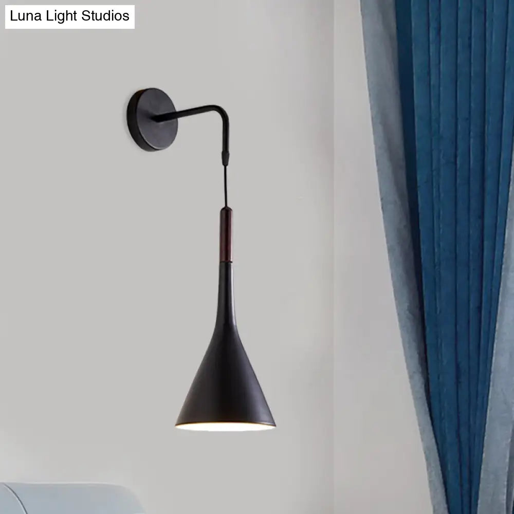 DecorBites™ DecorBites™ Modernist Metal Wall Sconce - Funnel Bedside lighting, 1-Light Pendant Lamp - Black/Grey