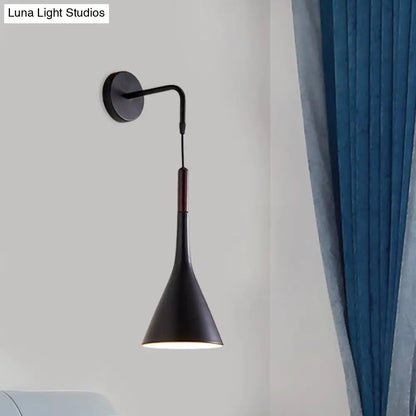 DecorBites™ DecorBites™ Modernist Metal Wall Sconce - Funnel Bedside lighting, 1-Light Pendant Lamp - Black/Grey