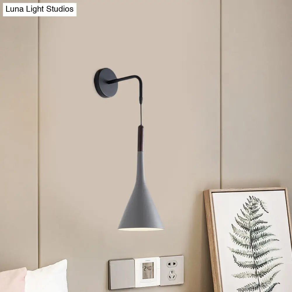 DecorBites™ DecorBites™ Modernist Metal Wall Sconce - Funnel Bedside lighting, 1-Light Pendant Lamp - Black/Grey
