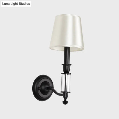 DecorBites™ DecorBites™ Modernist Metal Wall Sconce with Crystal Shade - 1 Head, Candlestick Design, Black