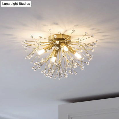 DecorBites™ DecorBites™ Modernist Metallic Dandelion Flushmount Light in Brass with 3/4/6 Bulbs